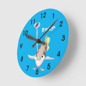 Cute Archerfish cartoon illustration Ronde Klok (Hoek)