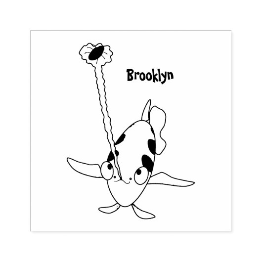 Cute Archerfish cartoon illustration Rubberstempel (Afrduk)