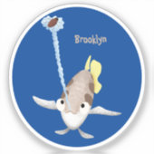Cute Archerfish cartoon illustration Sticker (Voorkant)