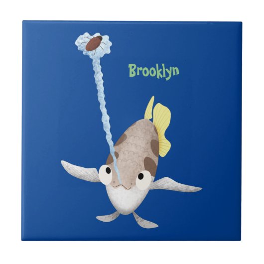 Cute Archerfish cartoon illustration Tegeltje (Voorkant)