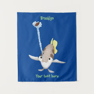 Cute Archerfish cartoon illustration Wandkleed