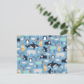Cute Arcmals Animals Naadloos Patroon Briefkaart (Staand voorkant)