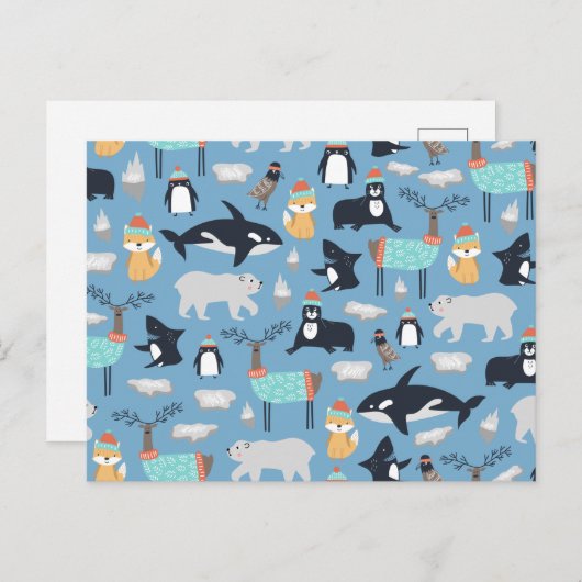 Cute Arcmals Animals Naadloos Patroon Briefkaart (Voorkant / Achterkant)