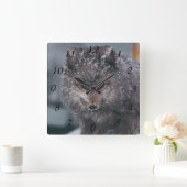 Cute Arctic Blue Phase Winter Fox Foto ontworpen Vierkante Klok (Huis)