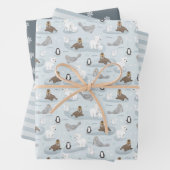 Cute Arctic Blue Winter Holiday Polar Beer Inpakpapier Vel (In situ)