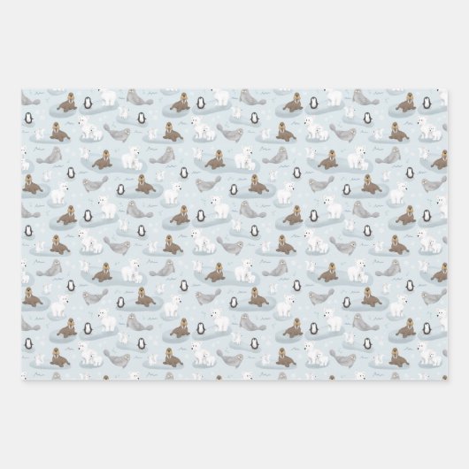 Cute Arctic Blue Winter Holiday Polar Beer Inpakpapier Vel (Voorkant)