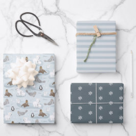 Cute Arctic Blue Winter Holiday Polar Beer Inpakpapier Vel