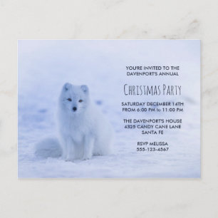 Cute Arctic Fox op Sneeuwfeest Briefkaart