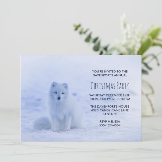 Cute Arctic Fox op Sneeuwfeest Kaart (Staand voorkant)