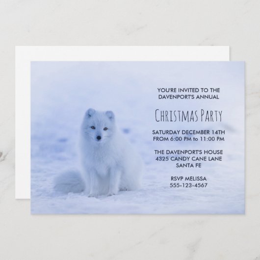 Cute Arctic Fox op Sneeuwfeest Kaart (Voorkant / Achterkant)