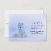 Cute Arctic Fox op Sneeuwfeest Save The Date (Voorkant)