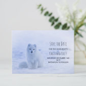 Cute Arctic Fox op Sneeuwfeest Save The Date (Staand voorkant)