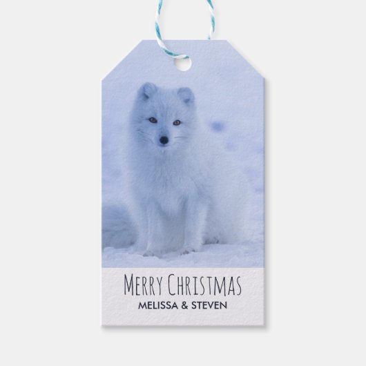 Cute Arctic Fox op Sneeuwkerst Cadeaulabel (Voorkant)
