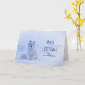 Cute Arctic Fox op Sneeuwkerst Kaart (Gele Bloem)
