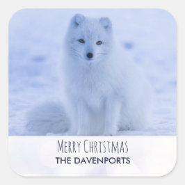 Cute Arctic Fox op Sneeuwkerst Vierkante Sticker
