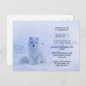 Cute Arctic Fox op Snow Birthday Party Briefkaart (Voorkant / Achterkant)