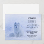 Cute Arctic Fox op Snow Birthday Party Kaart (Voorkant / Achterkant)