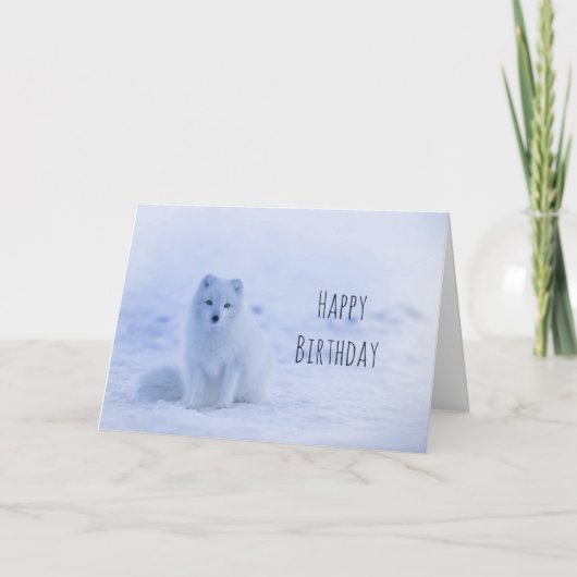 Cute Arctic Fox op Snow Happy Birthday Kaart (Voorkant)