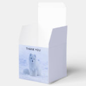 Cute Arctic Fox op Snowy Winter Background Bedankdoosjes (Geopend)
