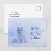 Cute Arctic Fox op Snowy Winter Background Briefkaart (Voorkant / Achterkant)