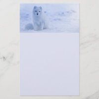 Cute Arctic Fox op Snowy Winter Background