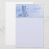 Cute Arctic Fox op Snowy Winter Background Briefpapier (Voorkant / Achterkant)