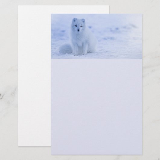 Cute Arctic Fox op Snowy Winter Background Briefpapier (Voorkant / Achterkant)