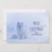 Cute Arctic Fox op Snowy Winter Background Feestdagenkaart (Voorkant)