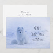 Cute Arctic Fox op Snowy Winter Background Feestdagenkaart (Voorkant / Achterkant)