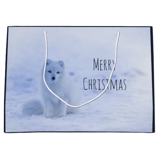 Cute Arctic Fox op Snowy Winter Background Groot Cadeauzakje (Voorkant)