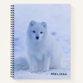 Cute Arctic Fox op Snowy Winter Background Notitieboek