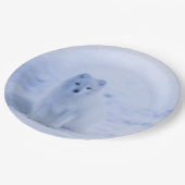 Cute Arctic Fox op Snowy Winter Background Papieren Bordje (Gekanteld)