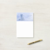Cute Arctic Fox op Snowy Winter Background Post-it® Notes (Op bureau)