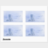 Cute Arctic Fox op Snowy Winter Background Rechthoekige Sticker (Vel)