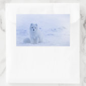 Cute Arctic Fox op Snowy Winter Background Rechthoekige Sticker (Tas)