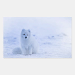 Cute Arctic Fox op Snowy Winter Background Rechthoekige Sticker