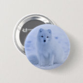 Cute Arctic Fox op Snowy Winter Background Ronde Button 5,7 Cm (Voorkant /achterkant)