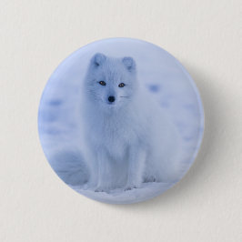 Cute Arctic Fox op Snowy Winter Background Ronde Button 5,7 Cm