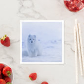Cute Arctic Fox op Snowy Winter Background Servet (Insitu)