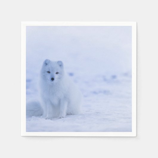 Cute Arctic Fox op Snowy Winter Background Servet (Voorkant)