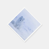 Cute Arctic Fox op Snowy Winter Background Servet (Hoek)