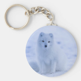 Cute Arctic Fox op Snowy Winter Background Sleutelhanger
