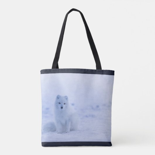 Cute Arctic Fox op Snowy Winter Background Tote Bag (Achterkant)