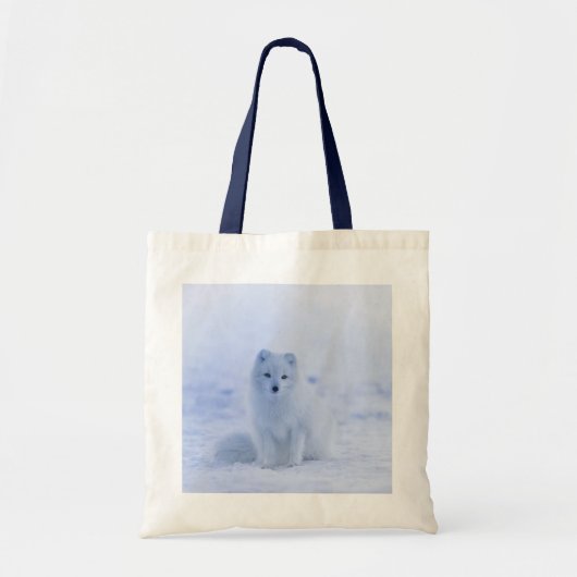 Cute Arctic Fox op Snowy Winter Background Tote Bag (Voorkant)
