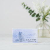 Cute Arctic Fox op Snowy Winter Background Visitekaartje (Staand voorkant)