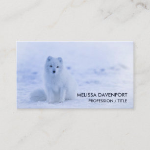 Cute Arctic Fox op Snowy Winter Background Visitekaartje