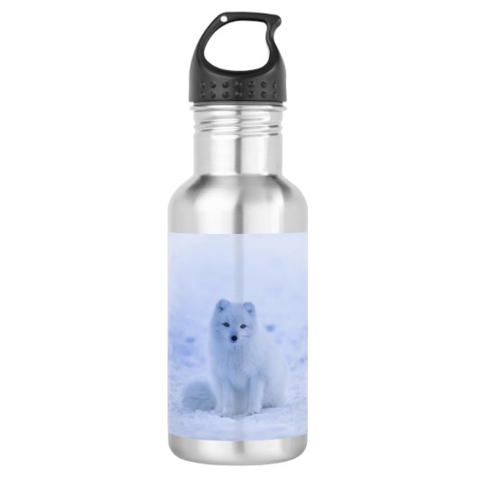 Cute Arctic Fox op Snowy Winter Background Waterfles (Voorkant)