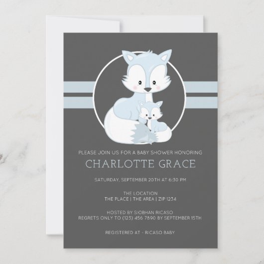 Cute Arctic Fox Personalized Baby shower Kaart (Voorkant)