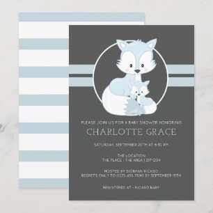Cute Arctic Fox Personalized Baby shower Kaart