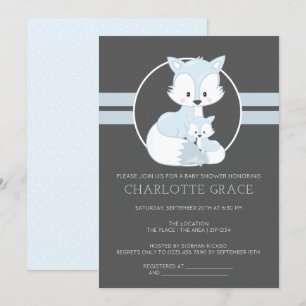 Cute Arctic Fox Personalized Baby shower Kaart